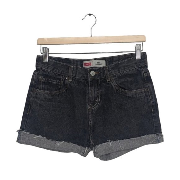 Levi’s 550 Cutoff Denim Shorts Black Faded  High Waisted Relaxed Women’s Size 29 - Picture 1 of 7